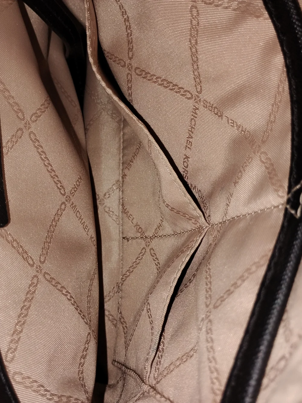 Michael Kors Beige and Black Messenger Crossbody with Gold Hardware